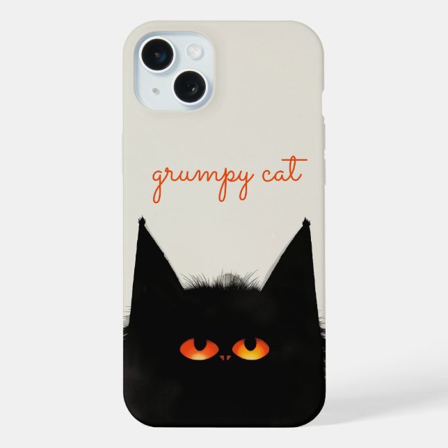 Funda Para iPhone Gato negro gruñón (Reverso )