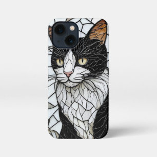 Funda Para iPhone 13 Mini Gato negro vidrio emplomado