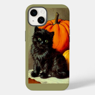 Funda Para iPhone 14 Gato negro vintage de Halloween y calabazas