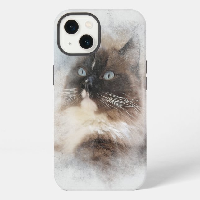 Funda Para iPhone Gato Ragdoll Abstracto (Reverso )