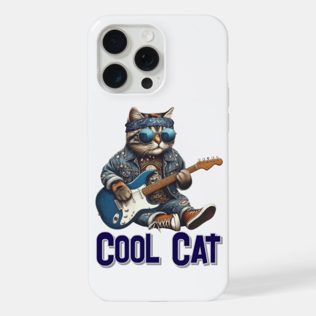 Funda Para iPhone Gato Rockero El Guitarrista Genial (Reverso )