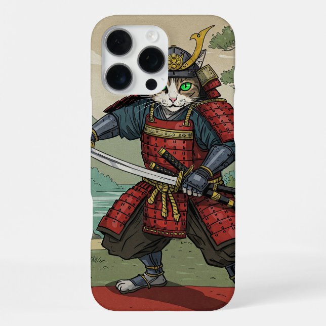 Funda Para iPhone Gato Samurái (Reverso )