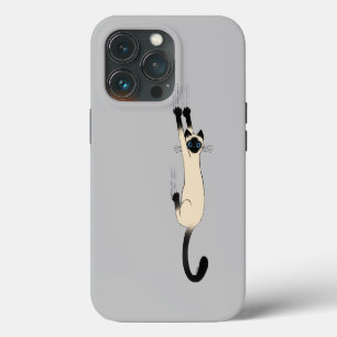 Funda Para iPhone 13 Pro Gato siamés colgado   Gato divertido con ojos azul