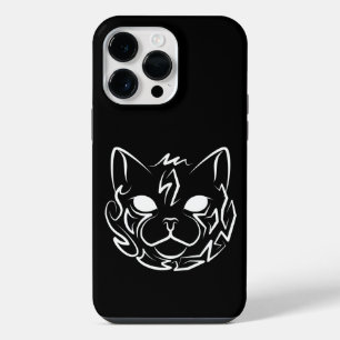 Funda Para iPhone 14 Pro Max Gato Tribal Blanco y Negro