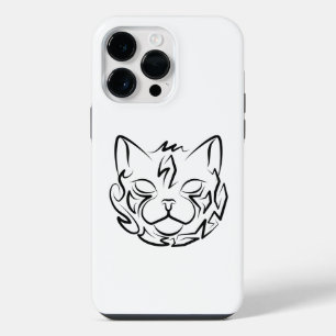 Funda Para iPhone 14 Pro Max Gato Tribal Blanco y Negro