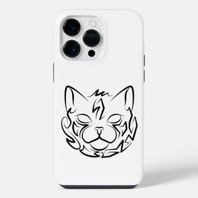 Funda Para iPhone Gato tribal negro y blanco (Reverso )