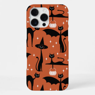 Funda Para iPhone 16 Pro Max Gatos minimalistas de Halloween MCM Disfraz Naranj