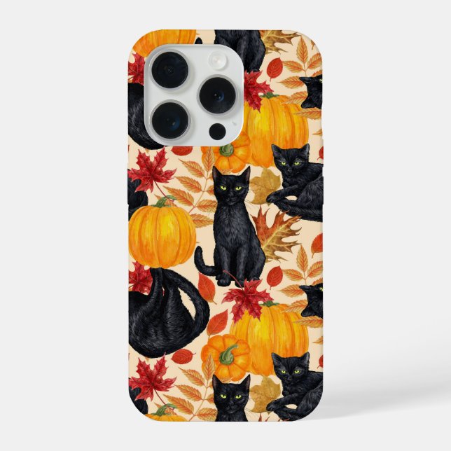 Funda Para iPhone Gatos negros y calabazas (Reverso )