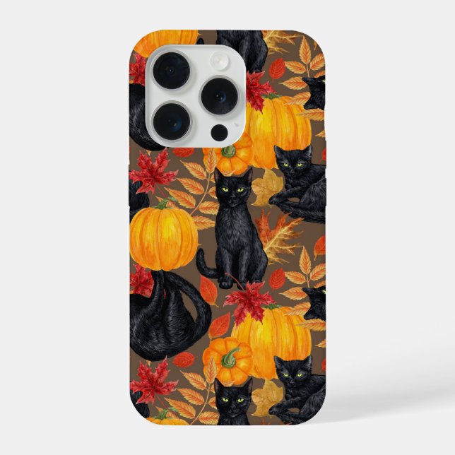 Funda Para iPhone Gatos negros y calabazas 2 (Reverso )