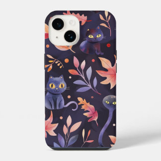 Funda Para iPhone 14 Gatos negros y lunas de Halloween divertidos para
