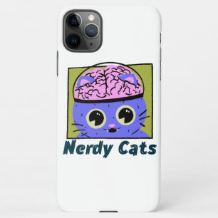 Funda Para iPhone 11Pro Max Gatos Nerdy, diseño cerebral