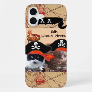FUNDA PARA iPhone 16 PLUS GATOS PIRATAS MAPAS DEL TESORO DE PIRATAS ANTIGUOS