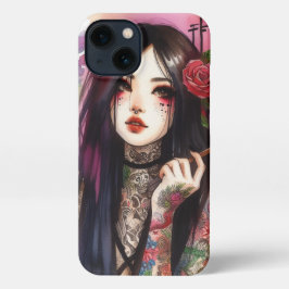 Geisha Chica japonés con estuche para iPhone Tatto