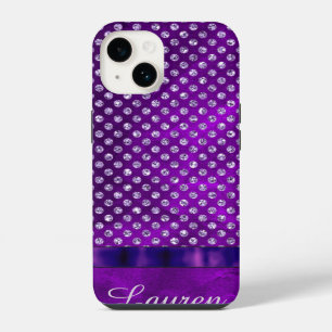 Funda Para iPhone 14 Gema real morado plateado personalizado