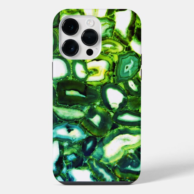 Funda Para iPhone Gema verde abstracta, geoda verde  (Reverso )
