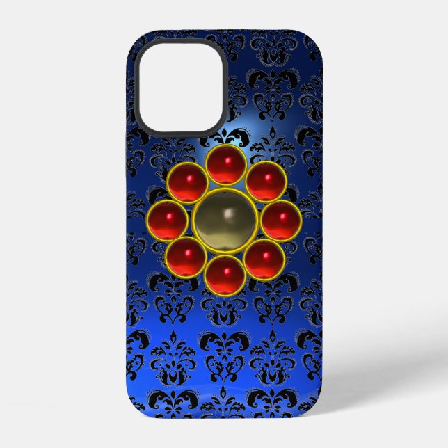 Funda Para iPhone GEMSTONE GRIS ROJO MON Bright Blue Damask (Reverso )