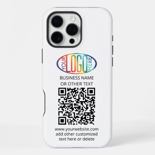 Funda Para iPhone Generador de código QR y logotipo comercial Modern (Reverso )