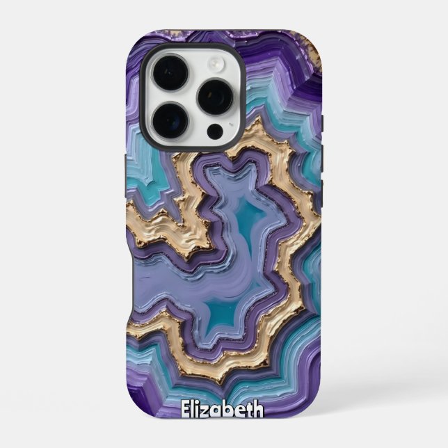 Funda Para iPhone Geoda Abstracta de Venas Doradas (Reverso )