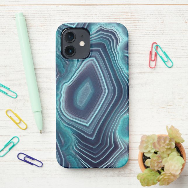 Funda Para iPhone Geode azul y violeta de agite (En el escritorio)