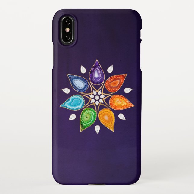 Funda Para iPhone Geode Chakras Mandala - Pétalos Lotus (Reverso)