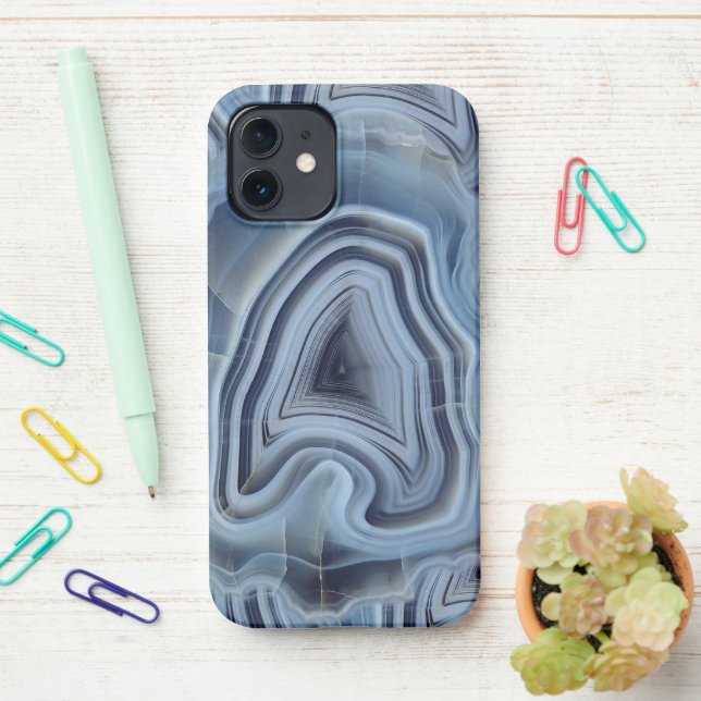 Funda Para iPhone Geode de ácidos de humo azul (En el escritorio)