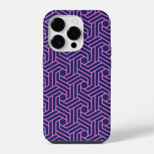 Funda Para iPhone 14 Pro geometría abstracta rosa con fondo morado