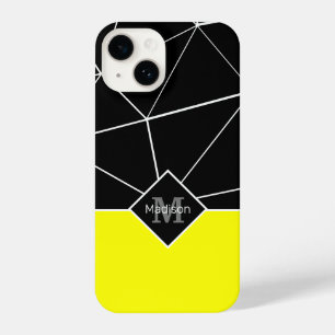 Funda Para iPhone 14 Geometría del triángulo blanco negro neón amarillo
