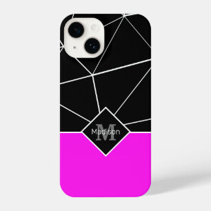 Funda Para iPhone 14 Geometría del triángulo blanco negro neón rosado M