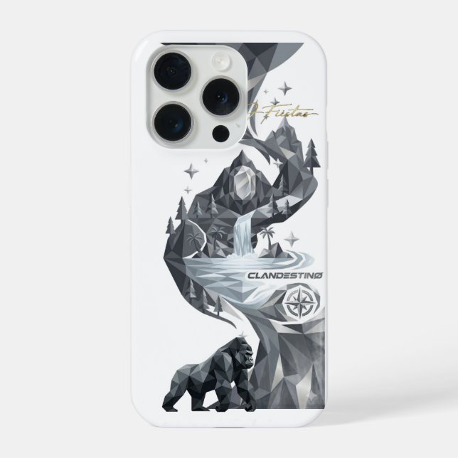 Funda Para iPhone “Geometric Gorilla iPhone Case – Silver Jungle  (Reverso )