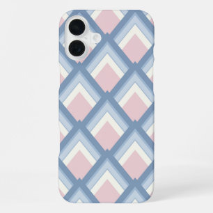 Funda Para iPhone 16 Plus Geométrico abstracto, azul, rosa y blanco mate