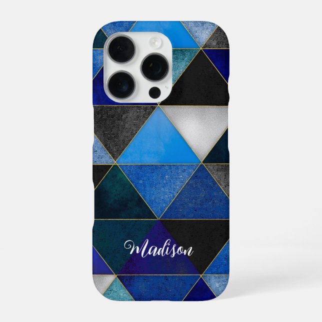 Funda Para iPhone geométrico azul turquesa de moda (Reverso)