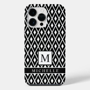 Funda Para iPhone 14 Pro Max Geométrico De Argel De Diamante Blanco Y Negro per