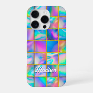 Funda Para iPhone 16 Pro Geométrico dorado falso holográfico elegante
