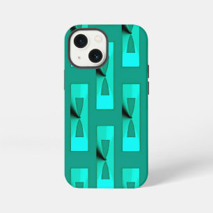 Funda Para iPhone 13 Mini Geométrico metálico art decó - pavo real y Verde a
