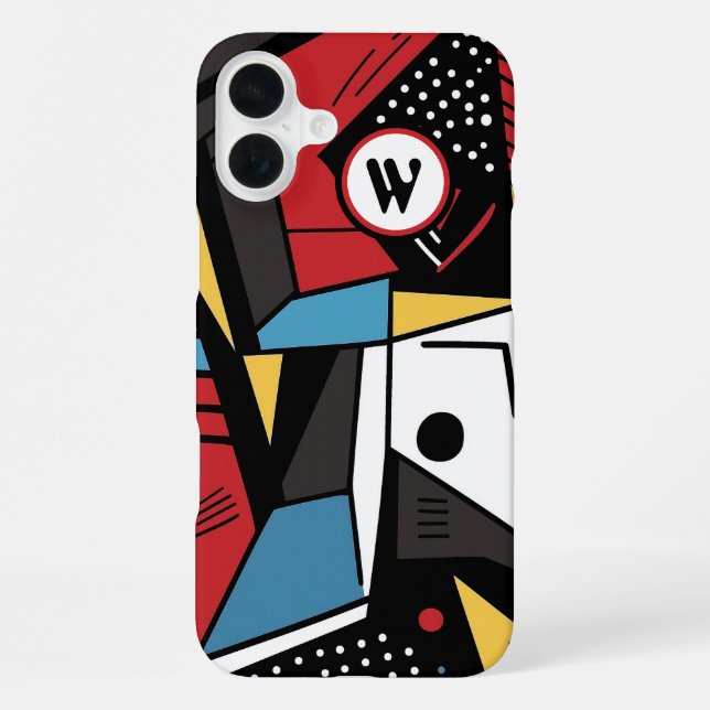 Funda Para iPhone Geométrico Moderno Abstracto Monogramado (Reverso )