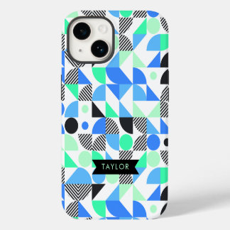 Funda Para iPhone 14 Geométrico Moderno Azul Menta Personalizado