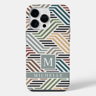 Funda Para iPhone 14 Pro Max Geométrico personalizable de franja blanca gris az