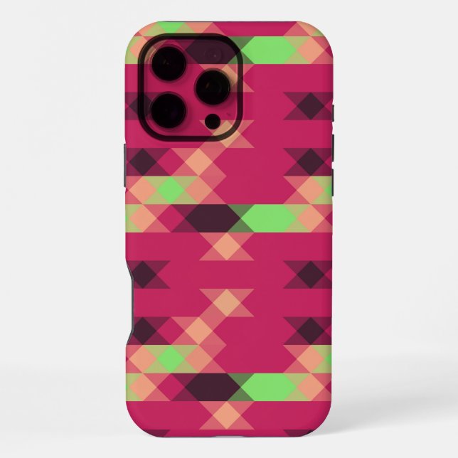 Funda Para iPhone geométrico rosa y verde (Reverso )