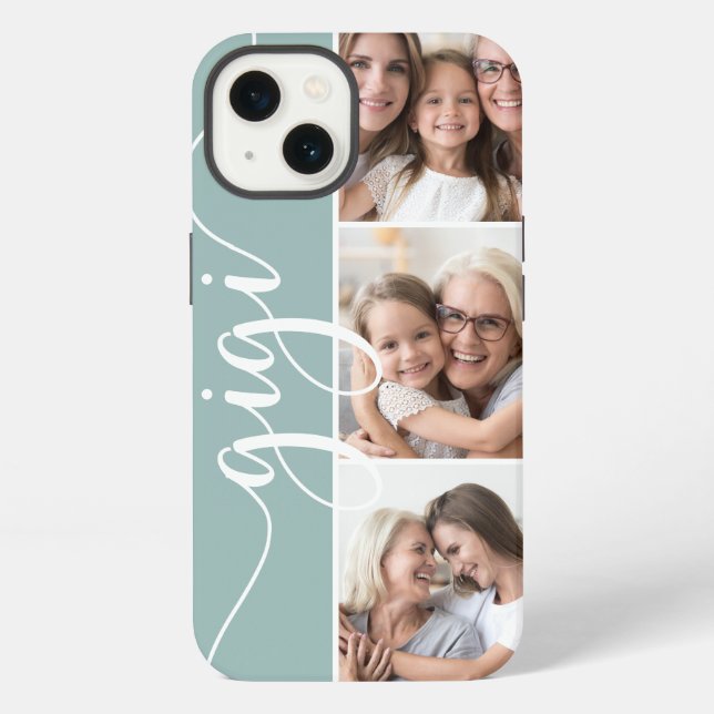Funda Para iPhone Gigi Script Abuela Colaje de Fotos (Reverso )