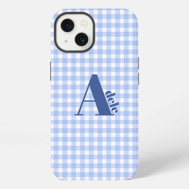 Funda Para iPhone gingham azul (Reverso )