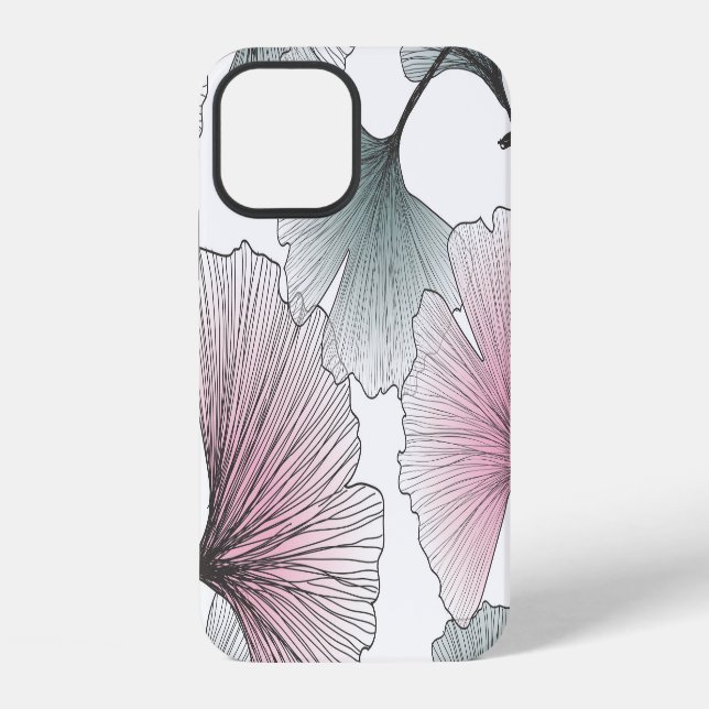 Funda Para iPhone Gingko biloba dibujado a mano. (Reverso )