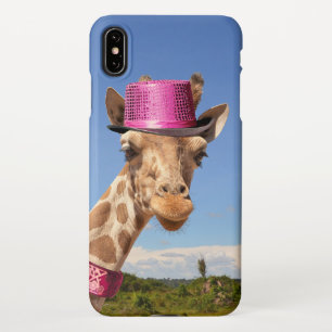 Funda Para iPhone XS Max Giraffe en gorra rosa brillante