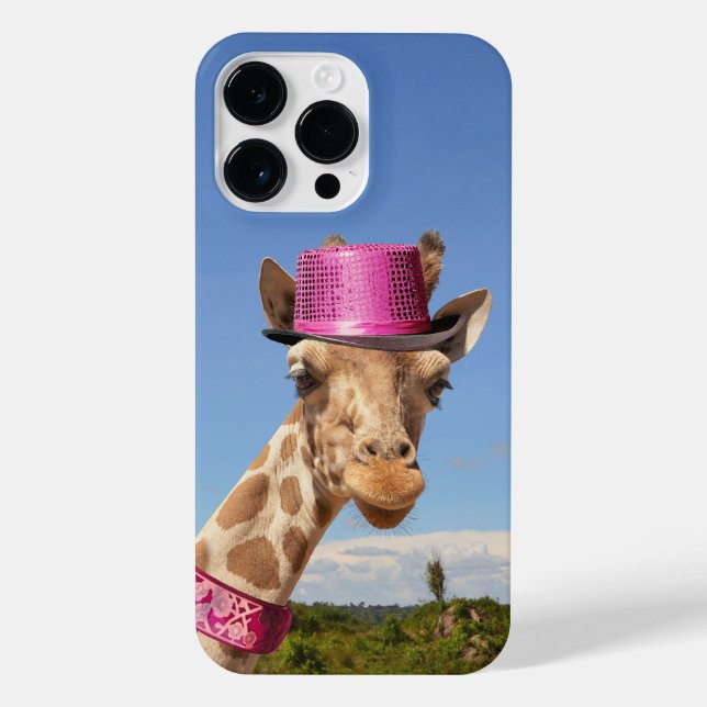 Funda Para iPhone Giraffe en gorra rosa brillante (Reverso)