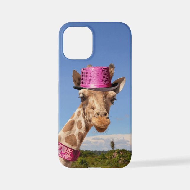 Funda Para iPhone Giraffe en gorra rosa brillante (Reverso )