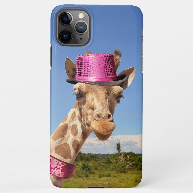 Funda Para iPhone Giraffe en gorra rosa brillante (Reverso)