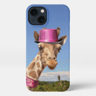Giraffe en un paro rosa brillante