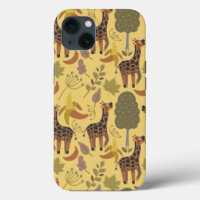 Giraffilia patrón transparente fondo amarillo