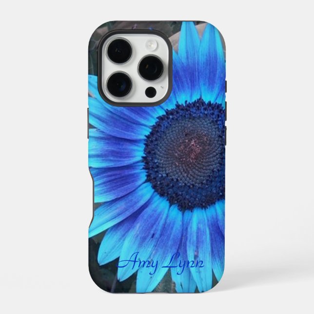 Funda Para iPhone Girasol Azul *Personalizar* (Reverso )