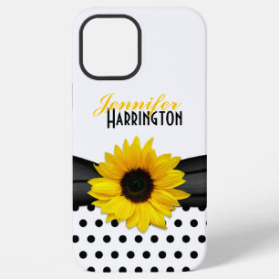 Funda Para iPhone 12 Pro Max Girasol Chic Negro Blanco Lunares