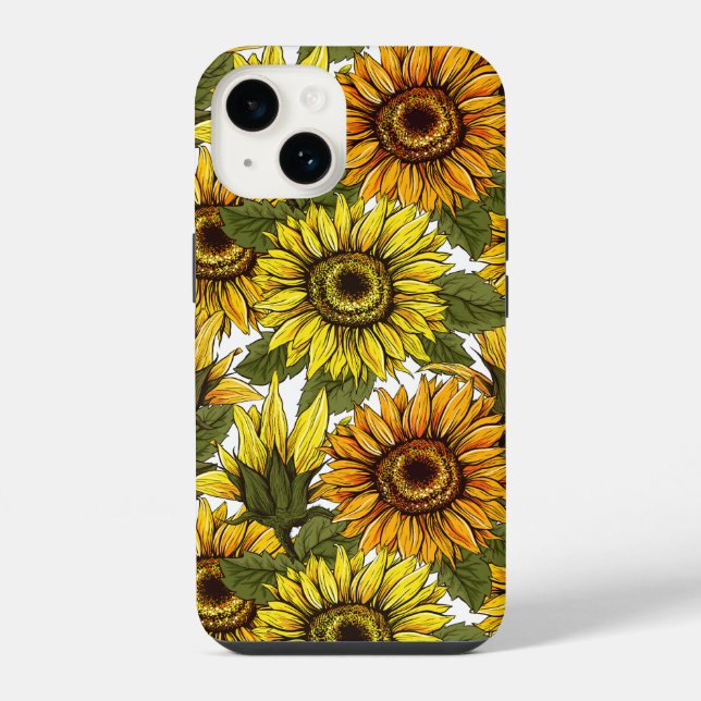 Funda Para iPhone Girasol dibujado a mano (Reverso )